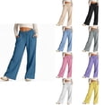 thumbnail image 1 of SROBPTY Teen Girls Pants Solid Wide Leg Drawstring with Pockets Loose Trousers for 3-8Y, 1 of 5