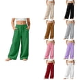 thumbnail image 1 of SROBPTY Teen Girls Pants Solid Wide Leg Drawstring with Pockets Loose Trousers for Daily Wear, 1 of 5