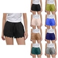 thumbnail image 1 of SROBPTY Teen Girls Summer Shorts Solid Drawstring Knee Length Pants for Everyday Wear, 1 of 5