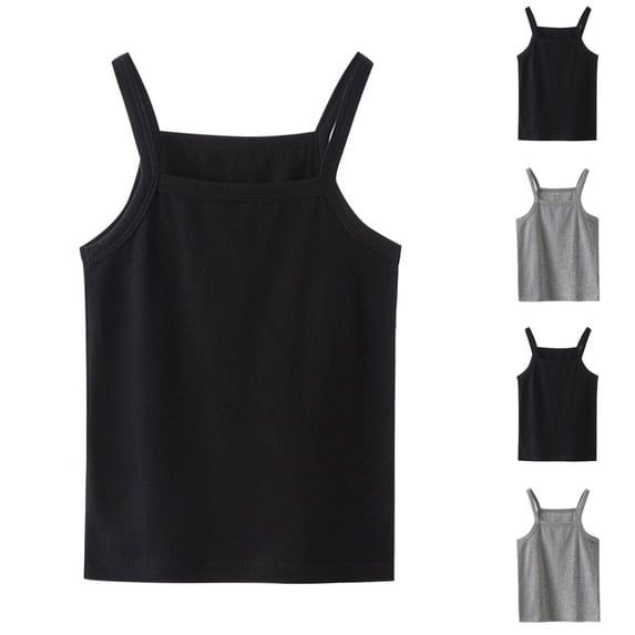 SROBPTY Teen Girls Tank Tops Solid Crew Neck Soft Breathable Camisole Summer Shirts for 3-14Y