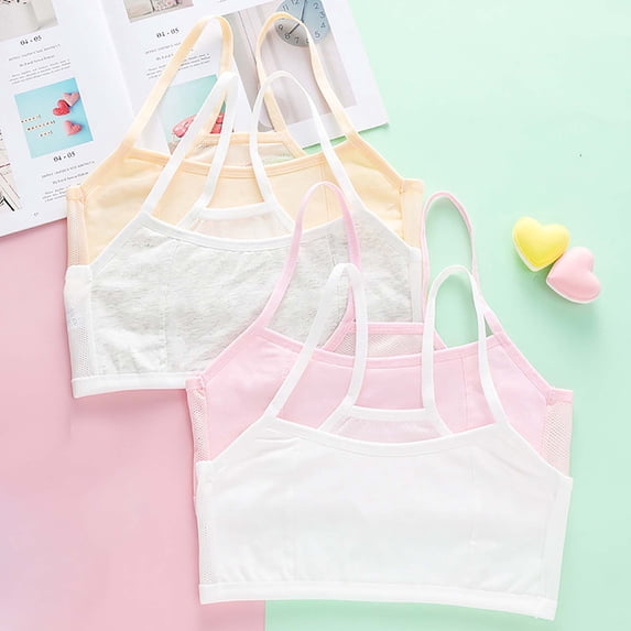 SROBPTY Teens Girls Bra Solid Breathable Tank Padded Seamless for 7-9 Years