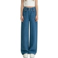 thumbnail image 1 of SROBPTY Teens Girls Fall Winter Pants Denim High Waist Straight Wide Leg, 1 of 4