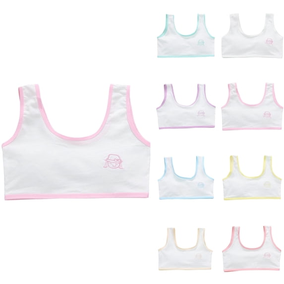 SROBPTY Kids Girls Bra Solid Seamless Wireless Stretch Breathable Soft for 7-12 Years