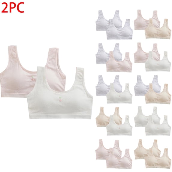 SROBPTY Teens Girls Sports Bra Solid with Pads Breathable Underwear for 10-16 Years