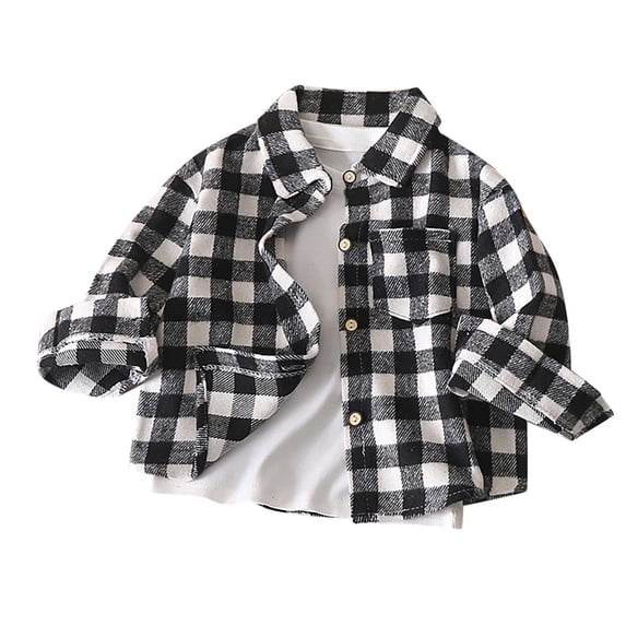 SROBPTY Toddler Boy Jackets Print Long Sleeve Button Collared Outerwear Coat for 12M-9Y