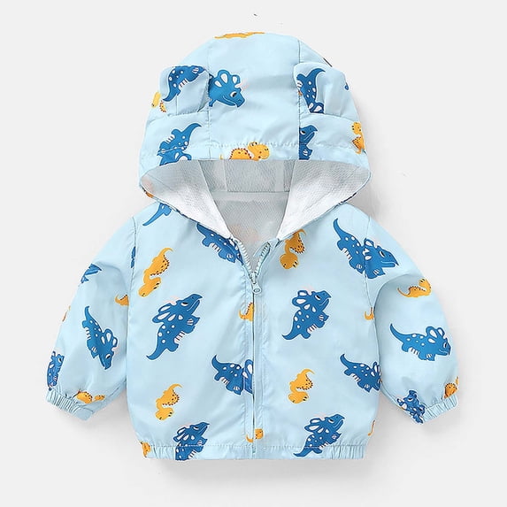 SROBPTY Toddler Boys Girls Jackets Fall Print Hooded Long Sleeve Zip up Outerwear for 6 Months-3 Years