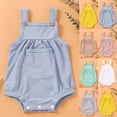 thumbnail image 1 of SROBPTY Newborn Boys Rompers Solid Color Sleeveless Jumpsuit for 0-18M, 1 of 5