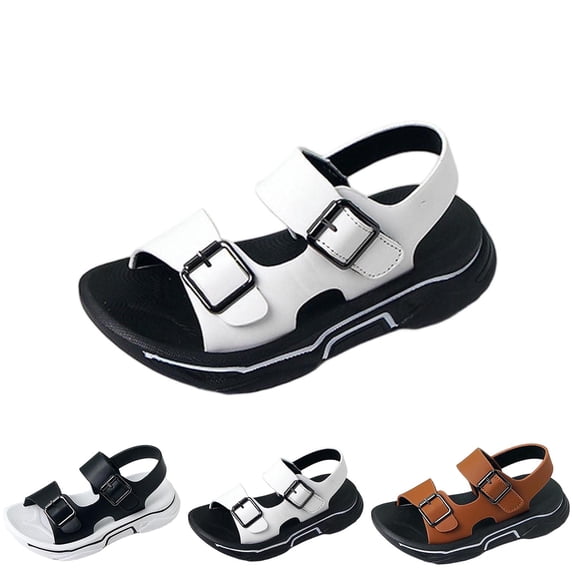 SROBPTY Toddler Boys Sandals Hook Loop Summer Open Toe Flat Shoes for 2-6 Years