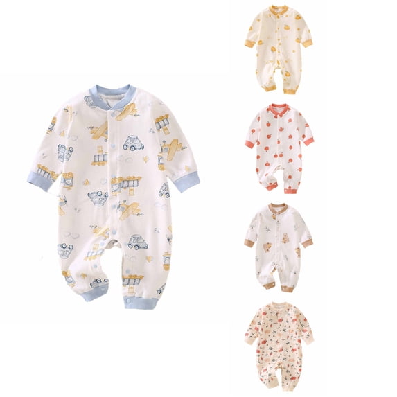 SROBPTY Newborn Boys Girls Rompers Long Sleeve Print Jumpsuit