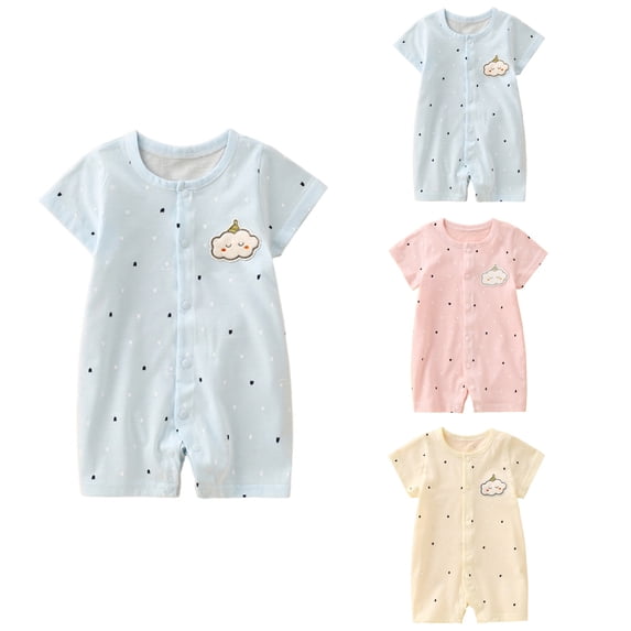 SROBPTY Newborn Boys Girls Rompers Print Short Sleeve Jumpsuit for 0-24M
