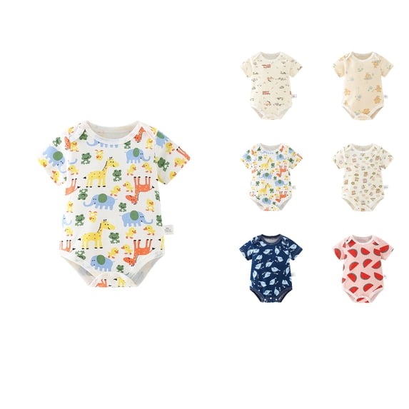SROBPTY Newborn Boys Girls Rompers Print Short Sleeve Jumpsuit, 12-18Month