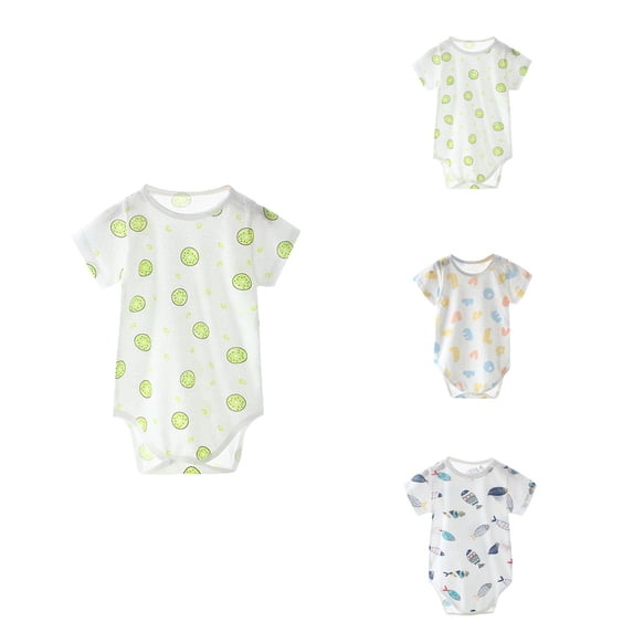 SROBPTY Newborn Boys Girls Rompers Print Short Sleeve Jumpsuit for 0-18M
