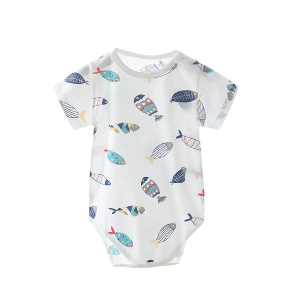 SROBPTY Newborn Boys Girls Rompers Print Short Sleeve Jumpsuit for 0-18M