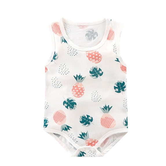 SROBPTY Toddler Boys and Girls Rompers Print Crew Neck Sleeveless Newborn Crawling Suits for 0-24M