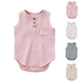thumbnail image 1 of SROBPTY Newborn Boys Girls Rompers Solid Color Sleeveless Jumpsuit for 0-24M, 1 of 4