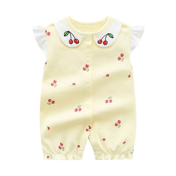 SROBPTY Toddler Girls Rompers Print Collared Sleeveless Bodysuit for 0-24M