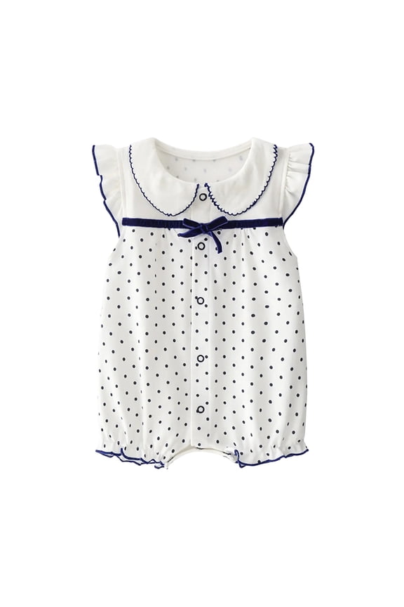 Toddler Girls Rompers Print Collared Sleeveless Bodysuit for 0-24M