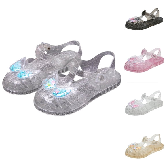 SROBPTY Toddler Girls Sandals Bow Breathable Open Toe Soft Sole Summer Closed Toe Flat Shoes for 1-8 Years