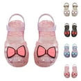 thumbnail image 1 of SROBPTY Toddler Girls Sandals Bow Breathable Open Toe Soft Sole Summer Closed Toe Flat Shoes for 1-9 Years, 1 of 5