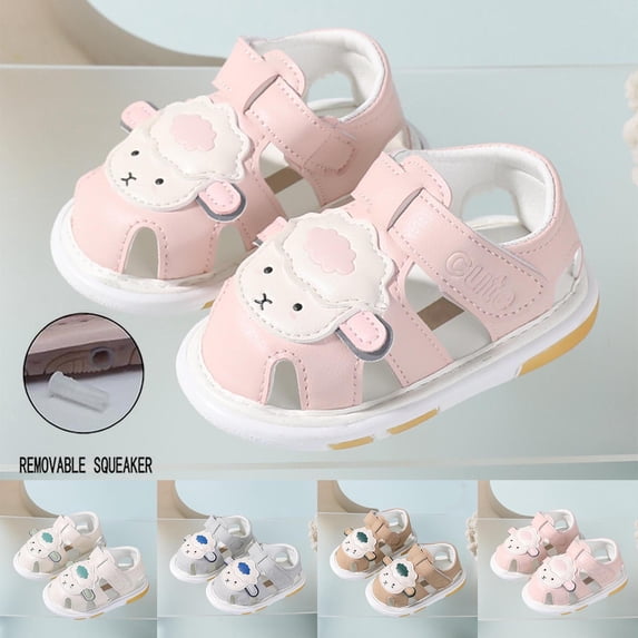 SROBPTY Toddler Girls Sandals Hook Loop Soft Sole Summer Closed Toe Flat Shoes for 3-18 Months