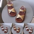 thumbnail image 1 of SROBPTY Toddler Girls Sandals Hook Loop Soft Sole Summer Open Toe Flat Shoes for 18 Months -7 Years, 1 of 4