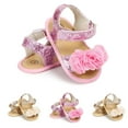 thumbnail image 1 of SROBPTY Toddler Girls Sandals Rose Soft Sole Summer Open Toe Flat Shoes for 6-12 Months, 1 of 4