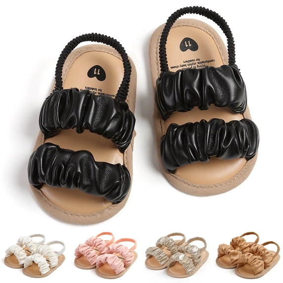 SROBPTY Toddler Girls Sandals Soft Sole Breathable Summer Open Toe Flat Shoes for 3-11 Months