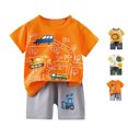 thumbnail image 1 of SROBPTY Toddler Girls Summer Set Print Crew Neck Short Sleeve Tops Elastic Waist Short Pants for 6M-6Y, 1 of 4