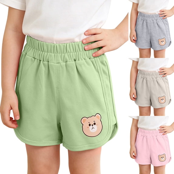 SROBPTY Toddler Girls Summer Shorts Solid Soft Breathable Pants for 6M-3Y