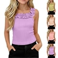 thumbnail image 1 of SROBPTY Toddler Girls Tank Tops Solid Crew Neck Stretch Sleeveless Summer Shirts for 0-5Y, 1 of 4