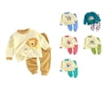 thumbnail image 1 of SROBPTY Toddler Outfits Sets, 2 Pieces Sets for Kids, Kids Boys and Girls Printed Long Sleeve Top and Long Pants Sleepwear Home 2 Piece Set Mint Green,4-5 Years, 1 of 5