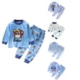 thumbnail image 1 of SROBPTY Toddler Outfits Sets, 2 Pieces Sets for Kids, Kids Boys and Girls Printed Round Neck Long Sleeve Top and Elastic Waist Pants Sleepwear Home 2 Piece Set Blue,7-8 Years, 1 of 5