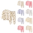 thumbnail image 1 of SROBPTY Toddler Outfits Sets, 2 Pieces Sets for Kids, Kids Solid Round Neck Long Sleeve Top and Long Pants Sleepwear Home 2 Piece Set Multicolor,6-9 Month, 1 of 5