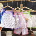 thumbnail image 1 of SROBPTY Toddler Outfits Sets, 2 Pieces Sets for Kids, Kids Girls Printed Cami Top and Shorts Casual 2 Piece Set Green,6-7 Years, 1 of 5
