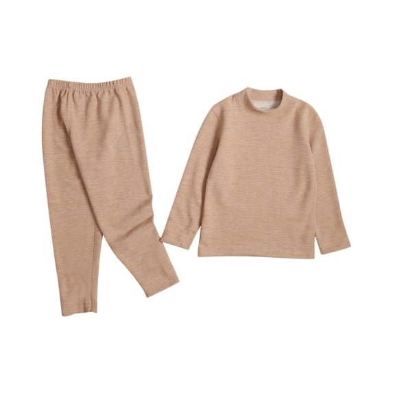 SROBPTY Toddler Thermal Set, Children's Boys and Girls Solid Color Seamless Warm Underwear Set Coffee 2-3 Years