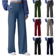 thumbnail image 1 of SROBPTY Women Casual Solid Straight Leg Daily Wear Soft Stretch Training Yoga Pants with Pockets Khaki, L, 1 of 5