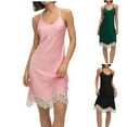 thumbnail image 1 of SROBPTY Women Lace Adjustable Camisole Sleepshirt Dress Soft Loungewear Black, L, 1 of 5
