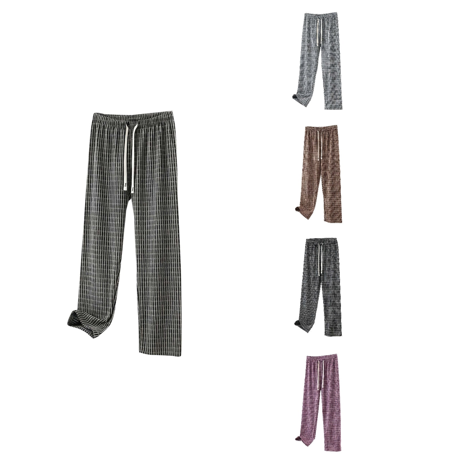 SROBPTY Women Plaid Elastic Waist Warm Ankle Length Pajama Pants ...