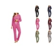 thumbnail image 1 of SROBPTY Women Solid Button Down Long Sleeve Collared Top and Long Pants Pajama Set Navy, L, 1 of 5