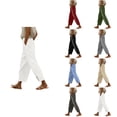 thumbnail image 1 of SROBPTY Women Solid Side Splice Button Elastic Waist Straight Leg Casual Fashion Trousers with Pockets, 1 of 5