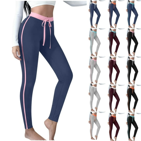 SROBPTY Women Solid Stretch Waist Drawstring Slim Casual Sports Trousers Green, S