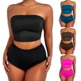 thumbnail image 1 of SROBPTY Women's Solid Color Backless Adjustable 2 Piece Split Swimsuit with Padded Navy,XL, 1 of 4