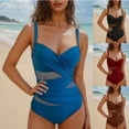 thumbnail image 1 of SROBPTY Women's Solid Color Mesh Backless Swimsuit with Padded Blue,M, 1 of 4