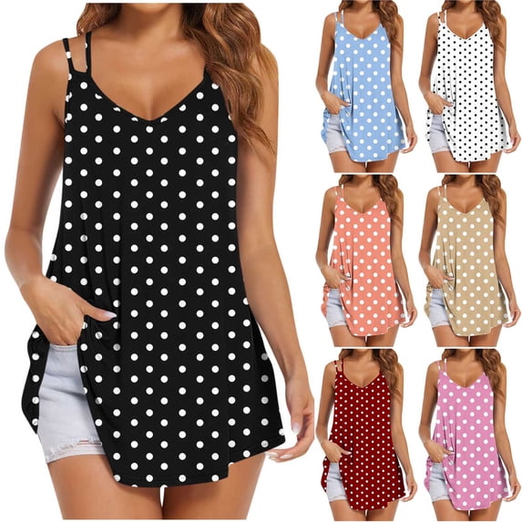 SROBPTY Womens Tank Tops Print Cami V Neck Loose Shirts