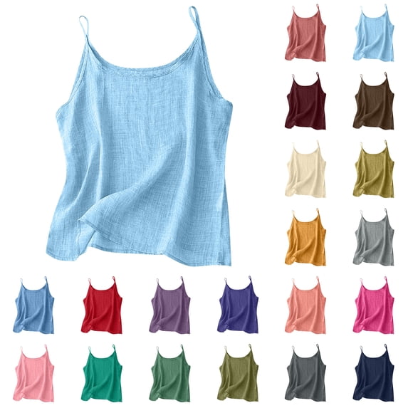 SROBPTY Womens Tank Tops Solid Cami Round Neck Shirts for Everyday Wear