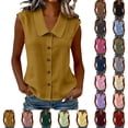 thumbnail image 1 of SROBPTY Womens Tank Tops Solid Collared Button Front Sleeveless Summer Shirts for Daily Wear, 1 of 5