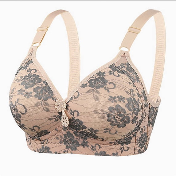 SROBPTY Womens Bras Plus Size Summer Underwear Comfortable Thin Print without Steel Ring Bra