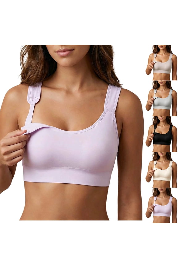 Womens Bras Solid Wireless Push up Back Closure Breathable Front Open Nursing Soft Brassiere