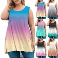 thumbnail image 1 of SROBPTY Womens Casual ‌Tunic, Tank Tops for Women, Women's Plus Size Loose Gradient Printed Sleeveless Tank Top Sky Blue,XXXL, 1 of 5