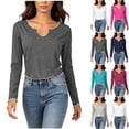 thumbnail image 1 of SROBPTY Womens Fall Top Solid V-Neck Long Sleeve Sport Ruffle Shirts, 1 of 5